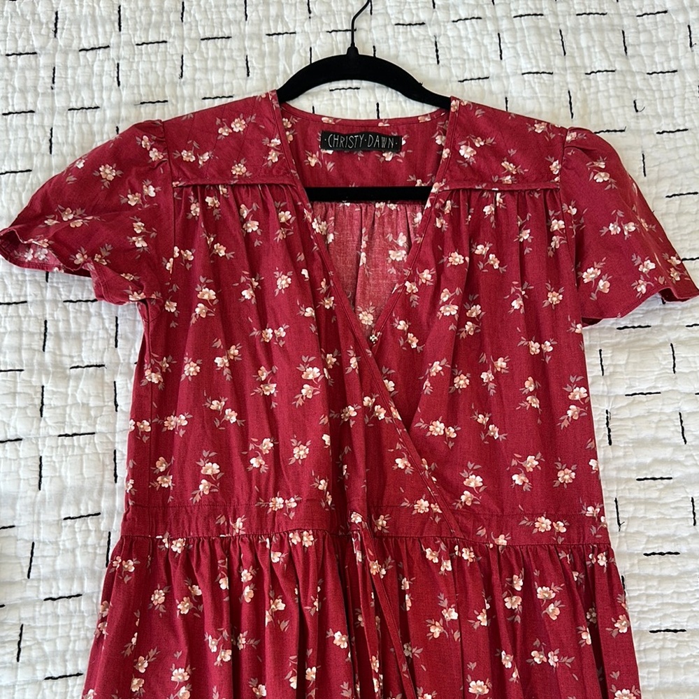 Christy Dawn Burgundy Floral Wrap Dress